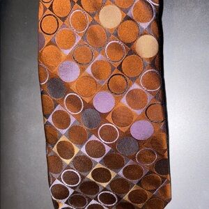 Ted Baker Tie Designer Circle Pattern Tie - Brown and Soft blue